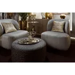 Пуф круглый Murano жаккард синий от ImperiumLoft