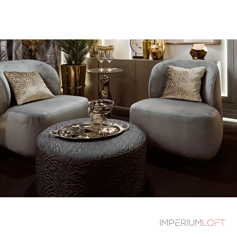 Пуф круглый Murano жаккард синий от ImperiumLoft Пуф круглый Murano жаккард синий от ImperiumLoft