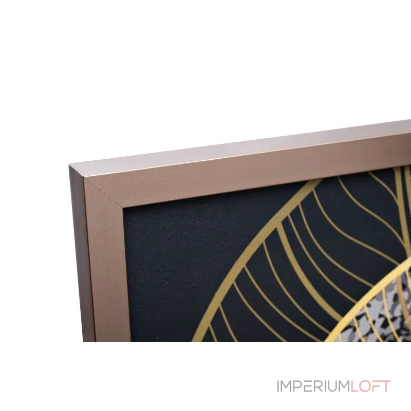 Холст 'Золотые листья-1' в багете латунь от ImperiumLoft