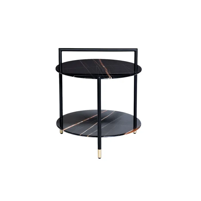 30B-871 BL Стол журнальный d55*60cм с полкой, черный от ImperiumLoft