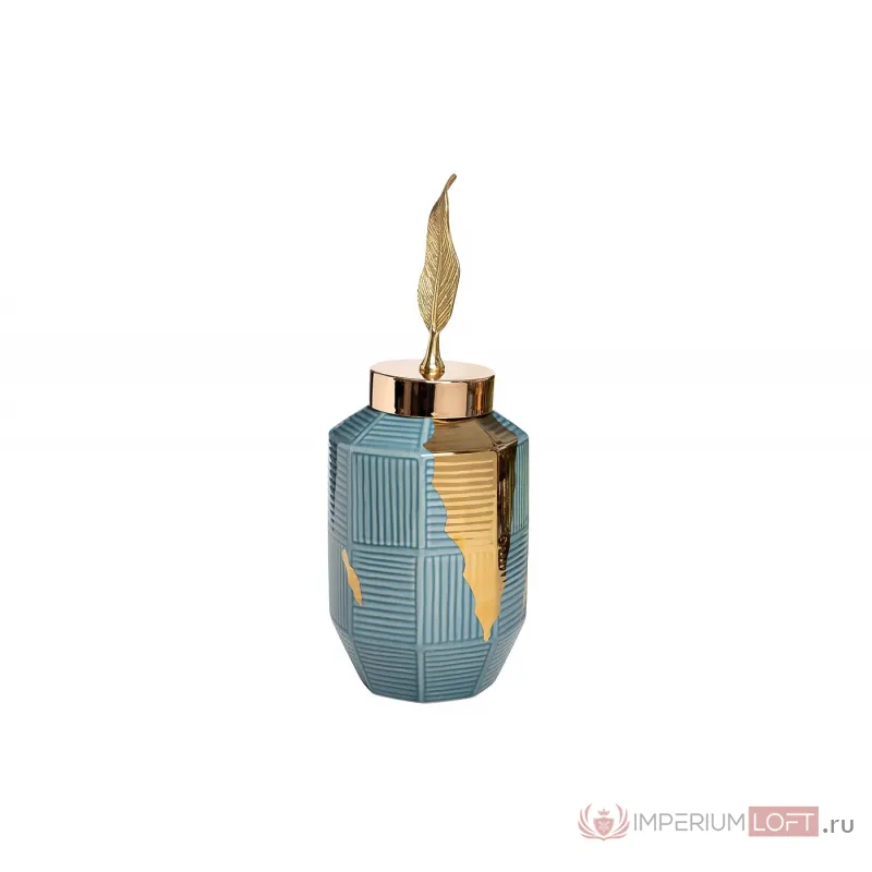 Ваза керамическая синяя (золотой декор) 55RD4042S от ImperiumLoft