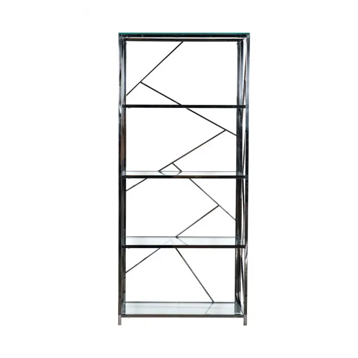 GY-SH8711BL Стеллаж стекло прозр/темн.хром 80*35*180см от ImperiumLoft