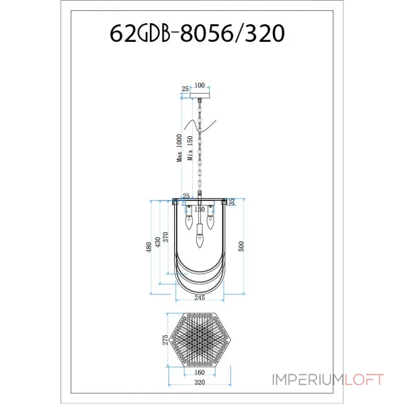 Подвесной светильник 62GDM-8056-320 Подвесной светильник 62GDM-8056-320