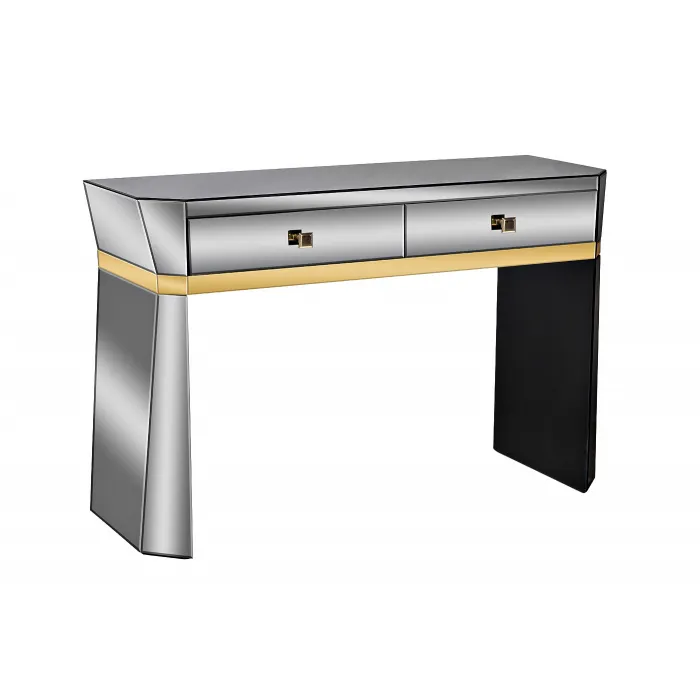 KFG125 Консоль 2 ящика с золотистой отделкой 120*42*79см от ImperiumLoft