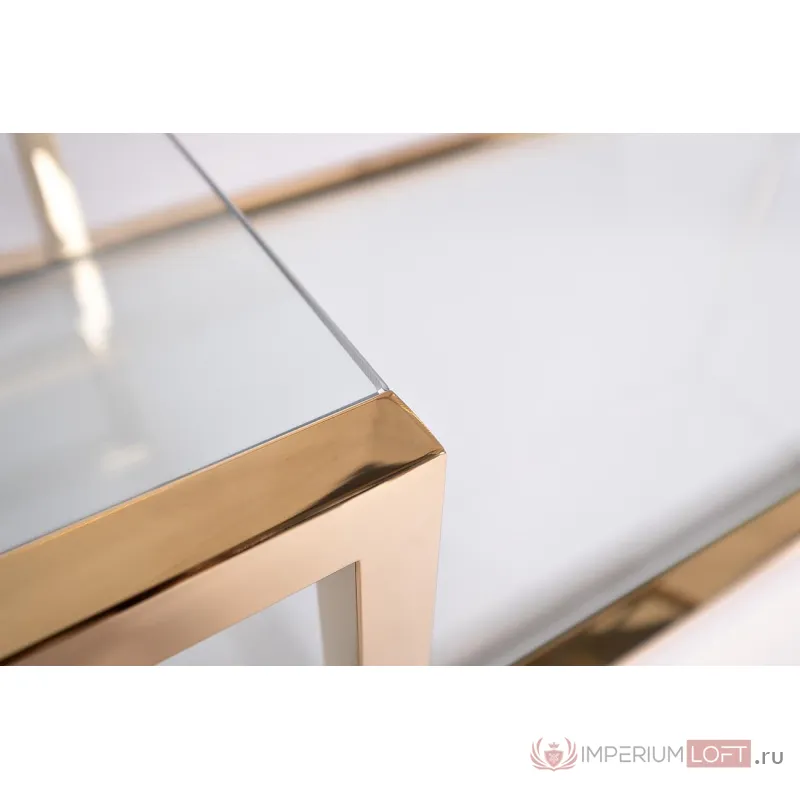 GY-SH8005GOLD Стеллаж стекло прозр./золото 140*38*180 см от ImperiumLoft