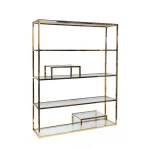 GY-SH8005GOLD Стеллаж стекло прозр./золото 140*38*180 см от ImperiumLoft