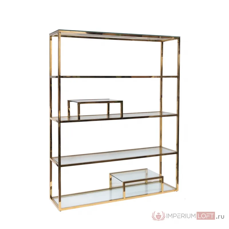 GY-SH8005GOLD Стеллаж стекло прозр./золото 140*38*180 см от ImperiumLoft
