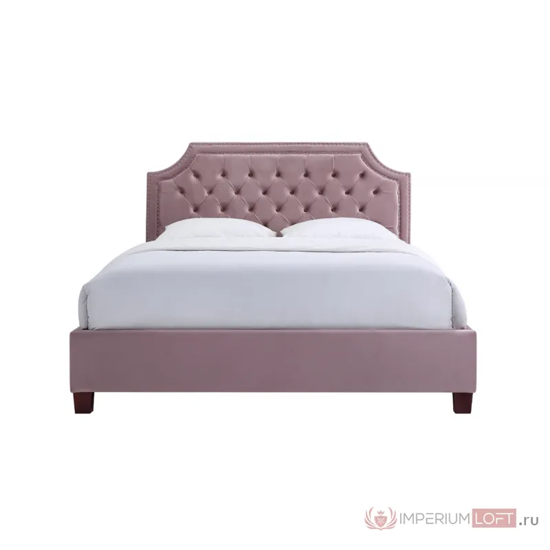 Кровать двуспальная велюровая пепельно-розовая от ImperiumLoft