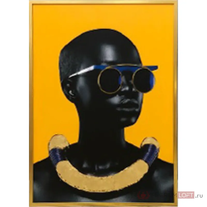 89VOR-AFRICAN GIRL1 Холст Африканка-1 100х70см, багет алюм(зол) от ImperiumLoft