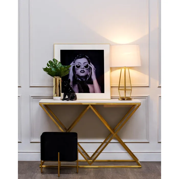 Консоль искусственный белый мрамор/мат.золото 47ED-CST026GOLD от ImperiumLoft