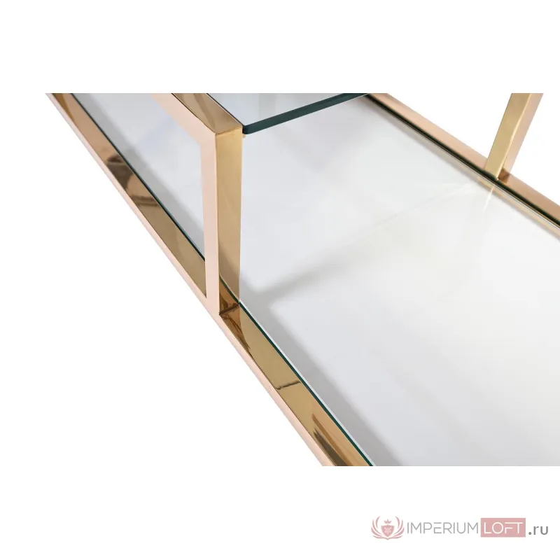GY-SH8005GOLD Стеллаж стекло прозр./золото 140*38*180 см от ImperiumLoft