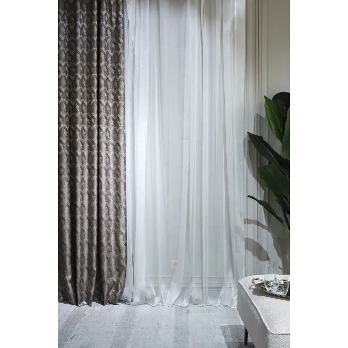 121GD-TON07-PORT SER Портьера MODENA серебряная 275*260см от ImperiumLoft