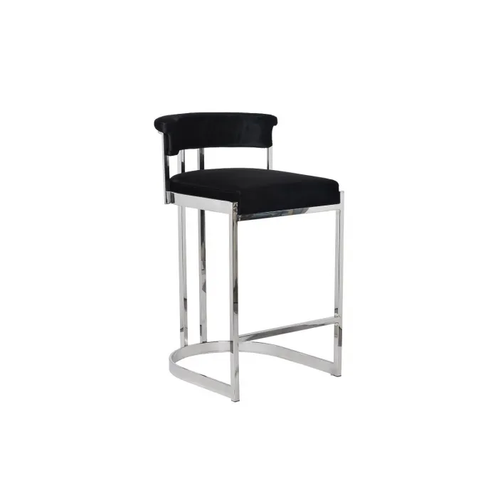 Стул барный черный велюровый (хром) GY-B8216-BL от ImperiumLoft