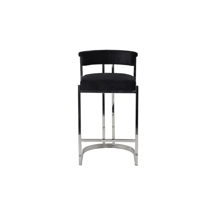 Стул барный черный велюровый (хром) GY-B8216-BL от ImperiumLoft