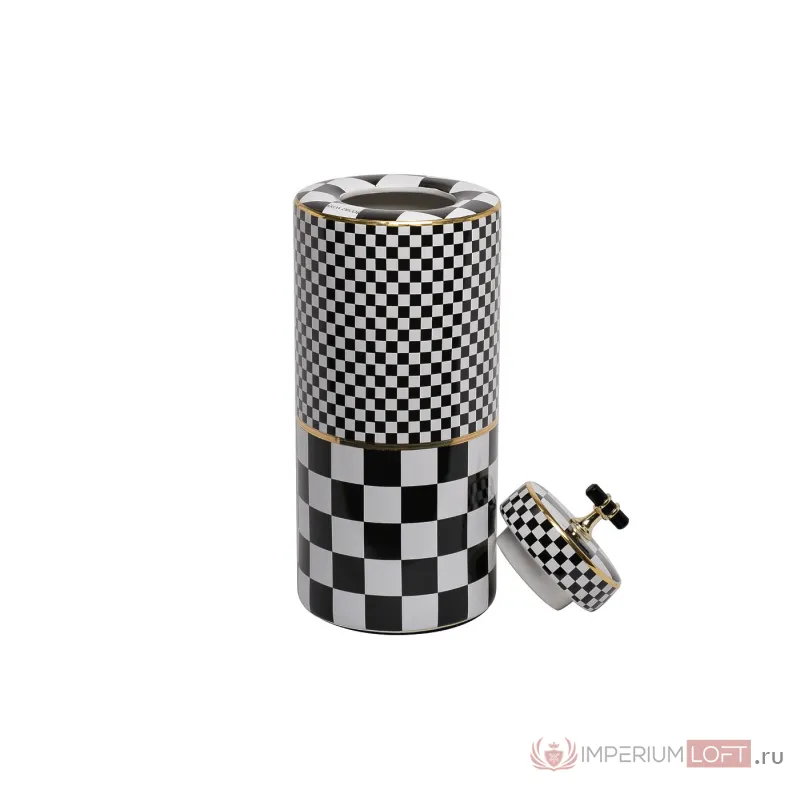 55RD4395L Ваза керамическая с крышкой Chess d15*37см от ImperiumLoft