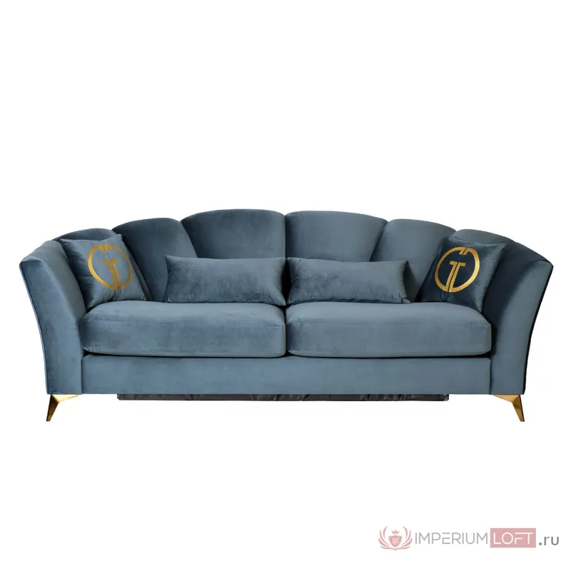 Диван Annette трехместный раскл,велюр бирюз.Riv87/зол 250*100*95 от ImperiumLoft