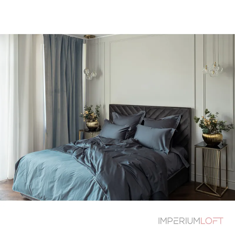 Портьера широкая с подкладом сшивная серая Riviera-91 260см от ImperiumLoft Портьера широкая с подкладом сшивная серая Riviera-91 260см от ImperiumLoft