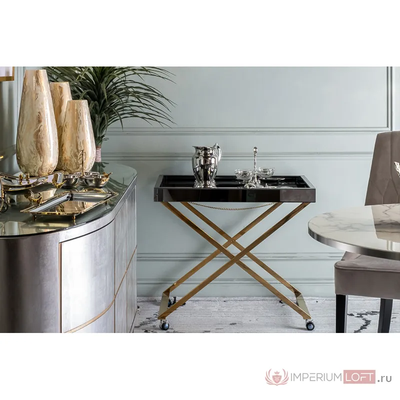 Стол сервировочный зеркальный матовый/золото от ImperiumLoft