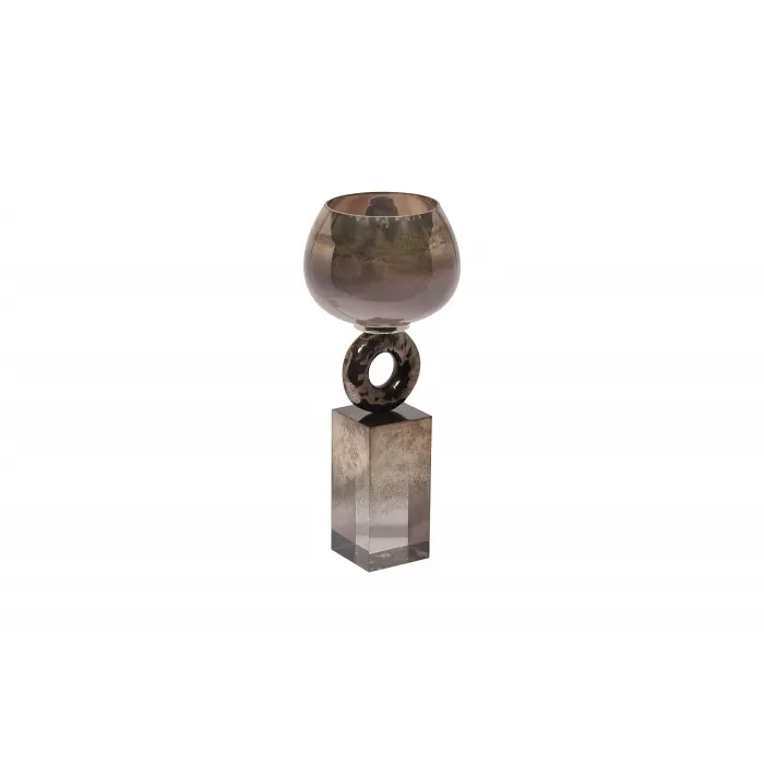 71PN-3115 Подсвечник стеклянный дымчатый d14*36см от ImperiumLoft