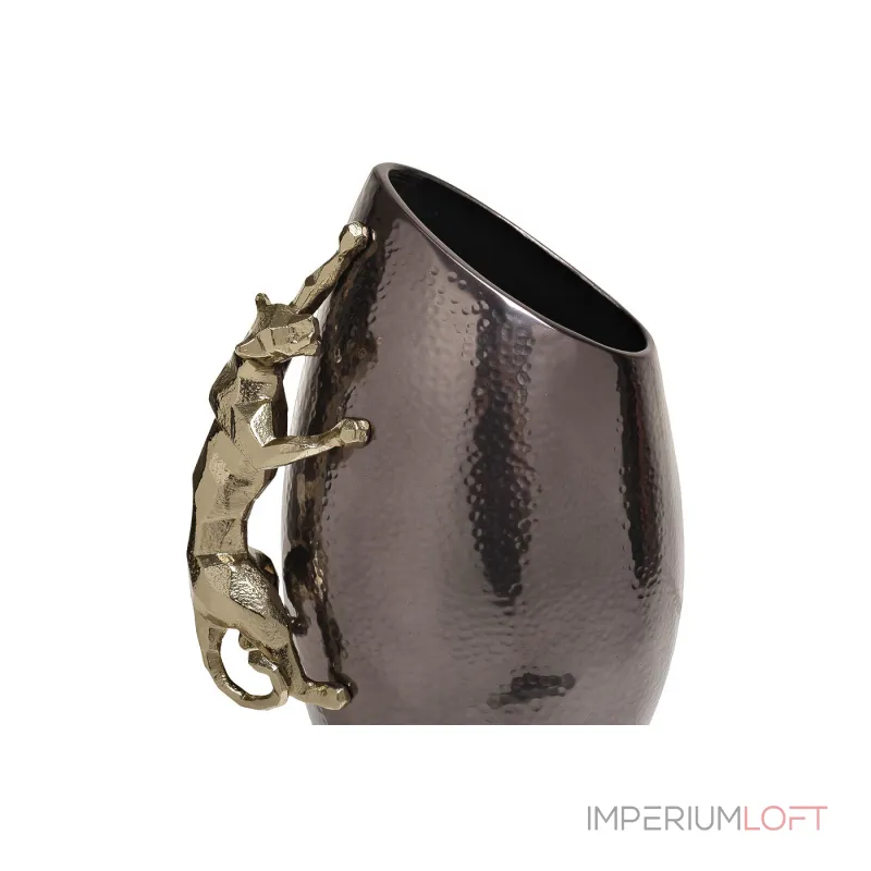 69-120176 Ваза декор.металлич. Ягуар черн./зол. 21*15*29см