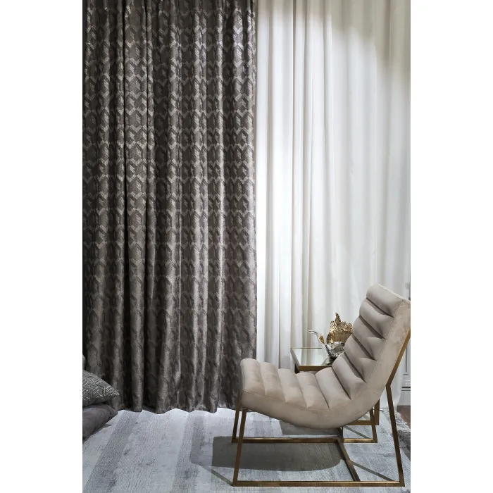 121GD-TON07-PORT SER Портьера MODENA серебряная 275*260см от ImperiumLoft