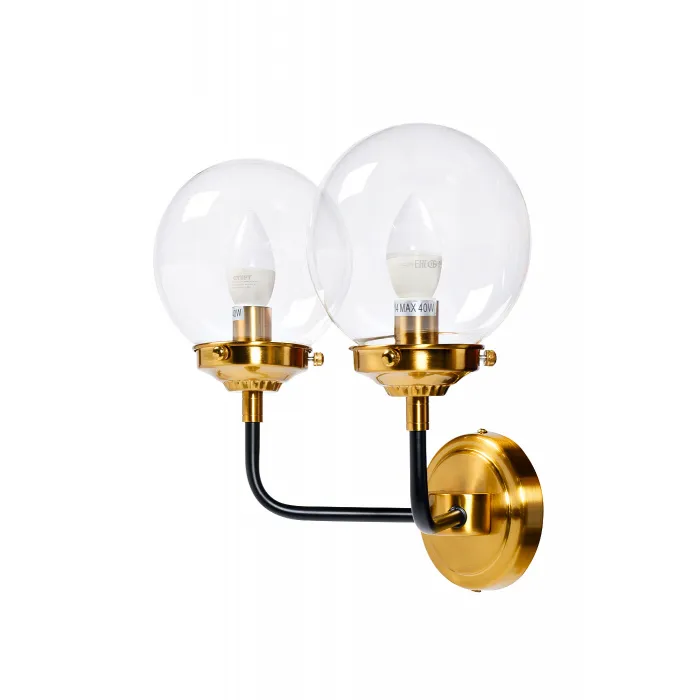K2KG0521W-2 Бра Simple M латунь, стекло прозр. 32*23*h32 см от ImperiumLoft