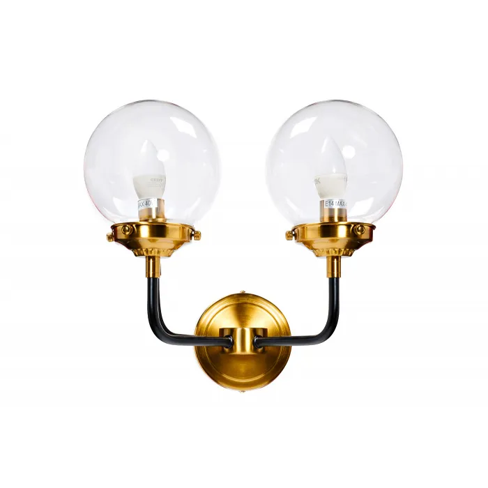 K2KG0521W-2 Бра Simple M латунь, стекло прозр. 32*23*h32 см от ImperiumLoft