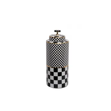 55RD4395L Ваза керамическая с крышкой Chess d15*37см от ImperiumLoft