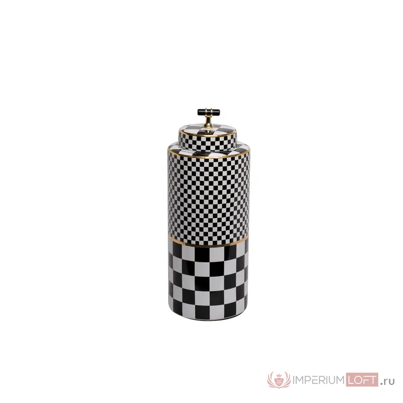 55RD4395L Ваза керамическая с крышкой Chess d15*37см от ImperiumLoft