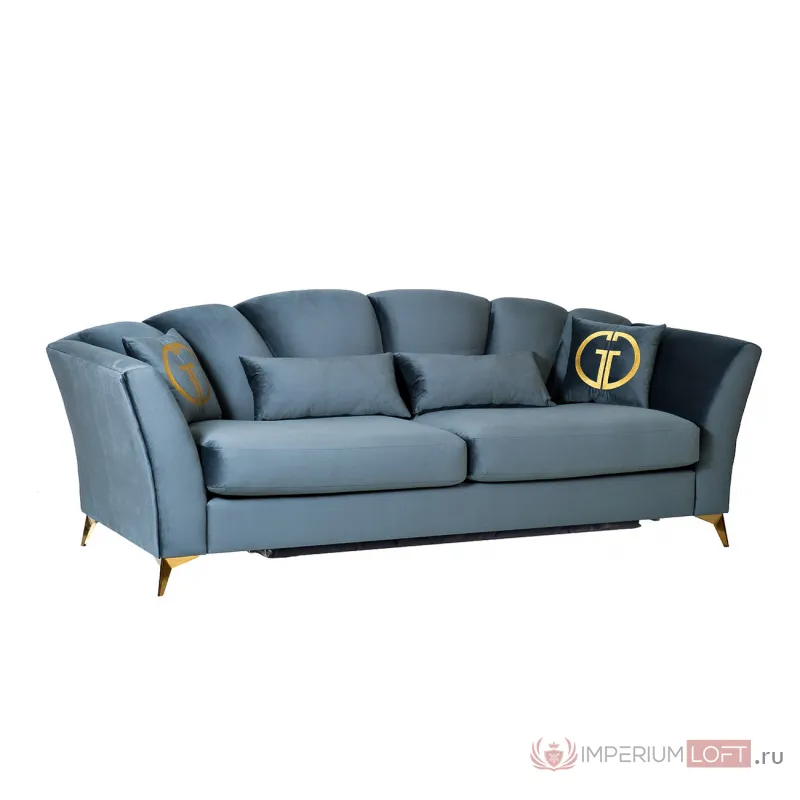 Диван Annette трехместный раскл,велюр бирюз.Riv87/зол 250*100*95 от ImperiumLoft