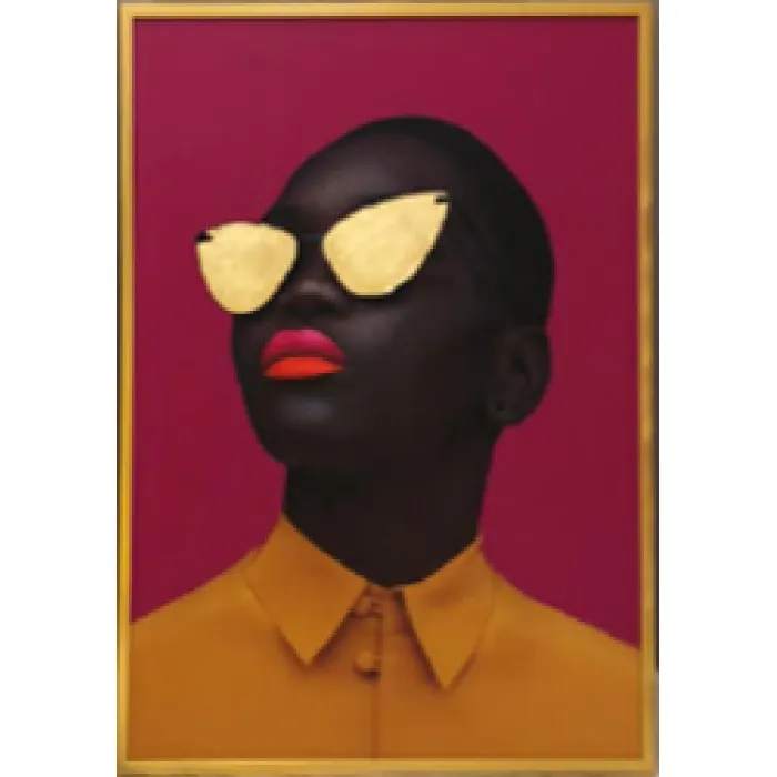 89VOR-AFRICAN GIRL2 Холст Африканка-2 100х70 см, багет алюм(зол) от ImperiumLoft