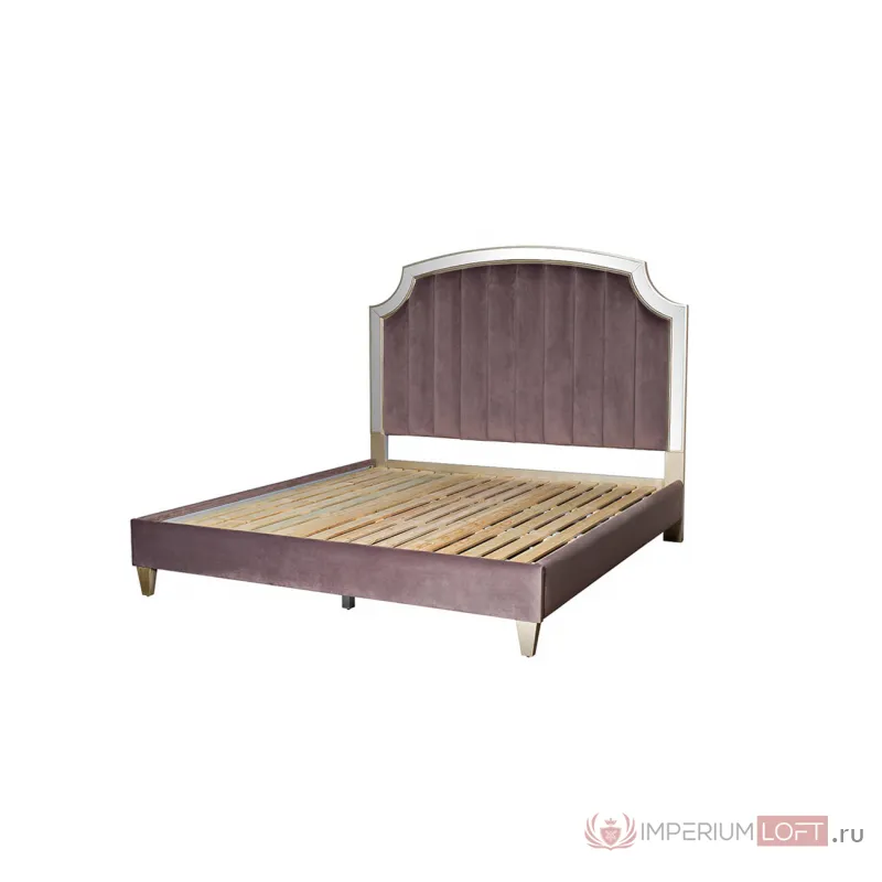KFE007-69 Кровать с зерк.вставками велюр роз-серый 211*189*158см от ImperiumLoft