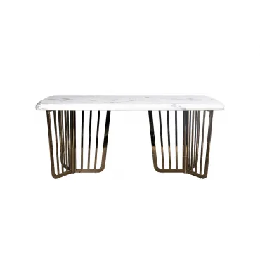 Стол обеденный Pearl White белый искусственный мрамор/золото