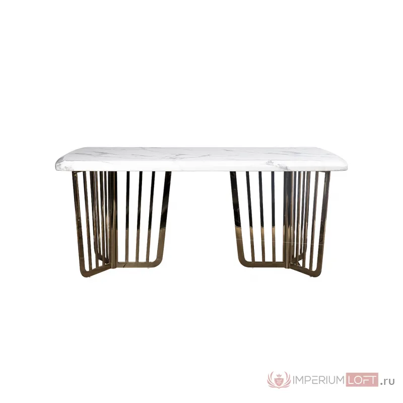 Стол обеденный Pearl White белый искусственный мрамор/золото от ImperiumLoft