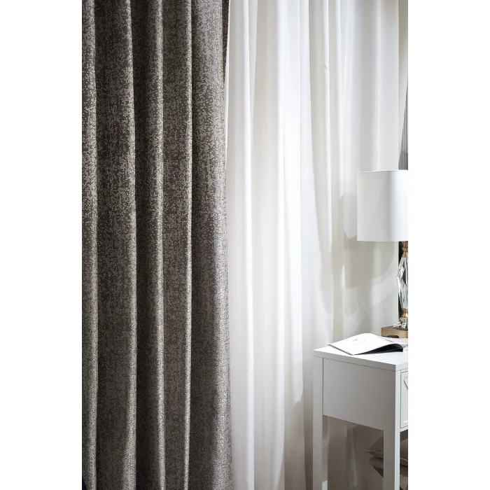 121GD-TEL07-PORT SER Портьера BARI серебряная 275*260см от ImperiumLoft