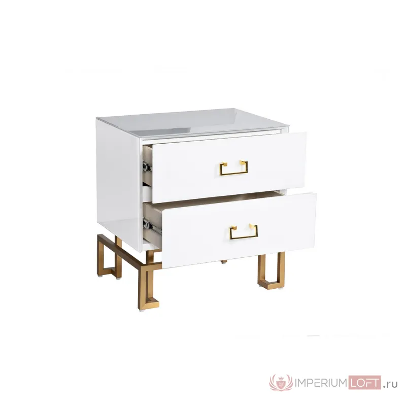 KFG085 Тумба 2 ящика белая/золото 55*40*58см от ImperiumLoft
