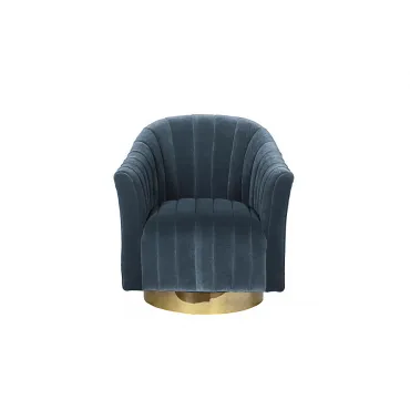 Кресло вращающееся голубое велюровое 48MY-W2588 LTB GO от ImperiumLoft