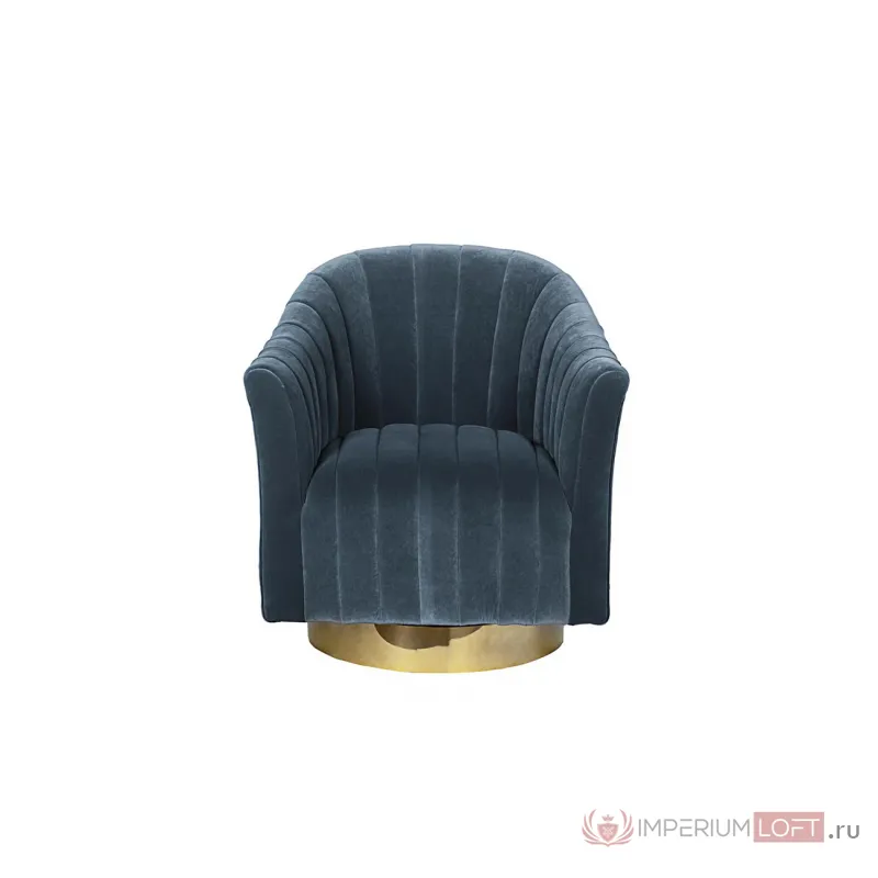 Кресло вращающееся голубое велюровое 48MY-W2588 LTB GO от ImperiumLoft