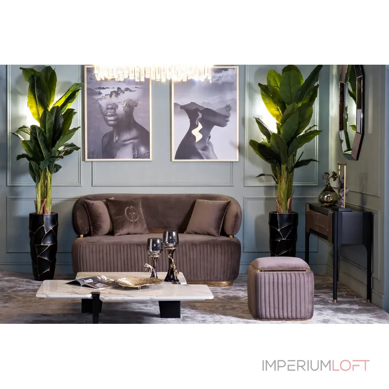 Пуф Glarus велюровый коричневый от ImperiumLoft