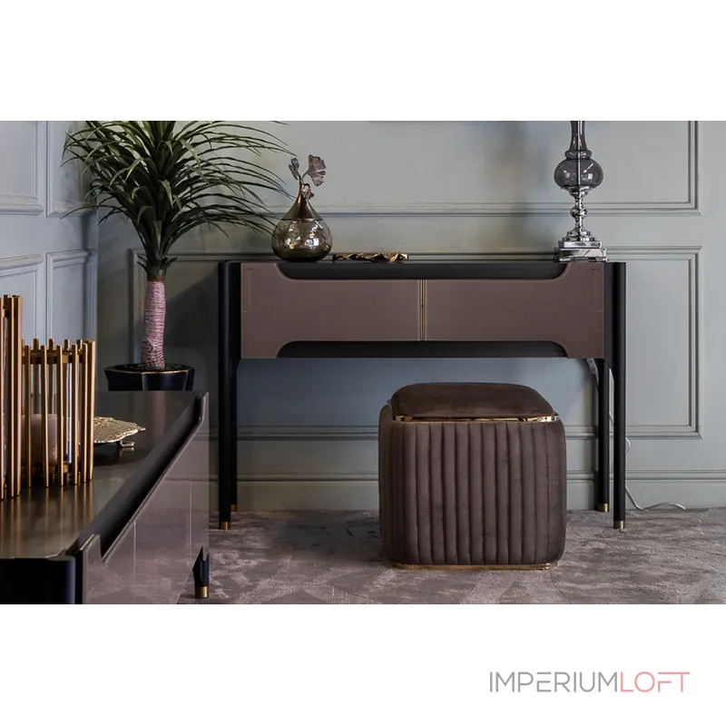 Пуф Glarus велюровый коричневый от ImperiumLoft