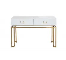 KFG070 Консоль 2 ящика белая/золото 120*42*77см