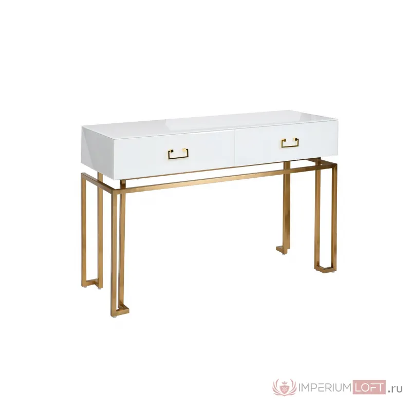 KFG070 Консоль 2 ящика белая/золото 120*42*77см от ImperiumLoft