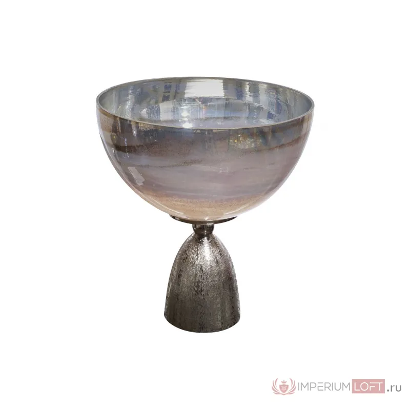 71PN-3177 Чаша стекл.на металл. основании цвет серебро d24*26см от ImperiumLoft