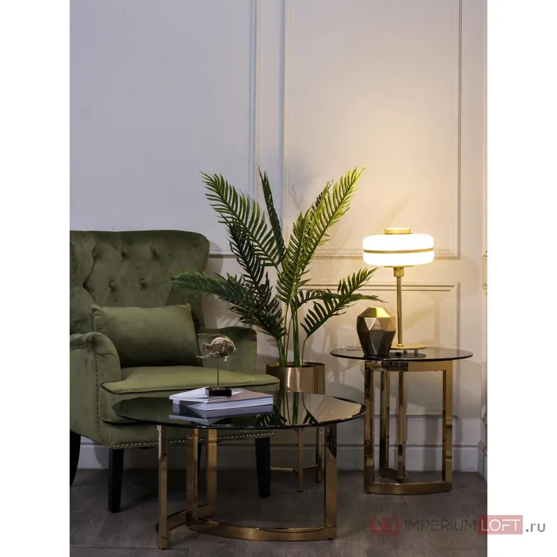 Стол журнальный золотой с темным стеклом 47ED-CT062GOLD от ImperiumLoft
