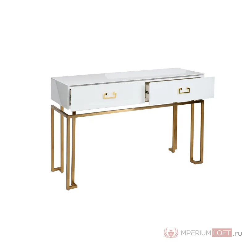 KFG070 Консоль 2 ящика белая/золото 120*42*77см от ImperiumLoft