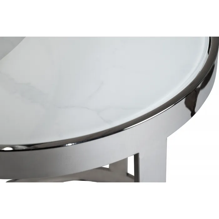 47ED-ET081S Столы журн(наб из 2шт)стекло мрам/хром d60*60/d46*50 от ImperiumLoft