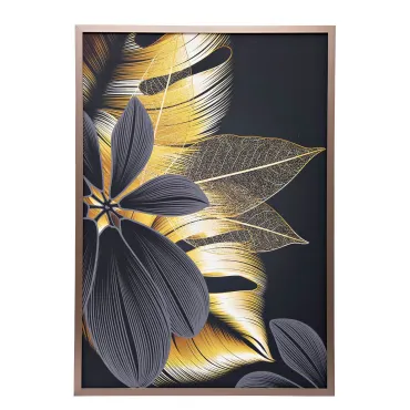 Холст 'Золотые листья-4' в багете латунь от ImperiumLoft