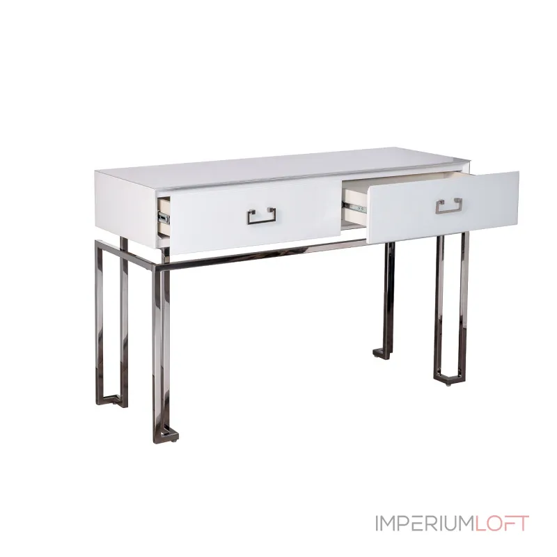 Консоль с ящиками белая/хром