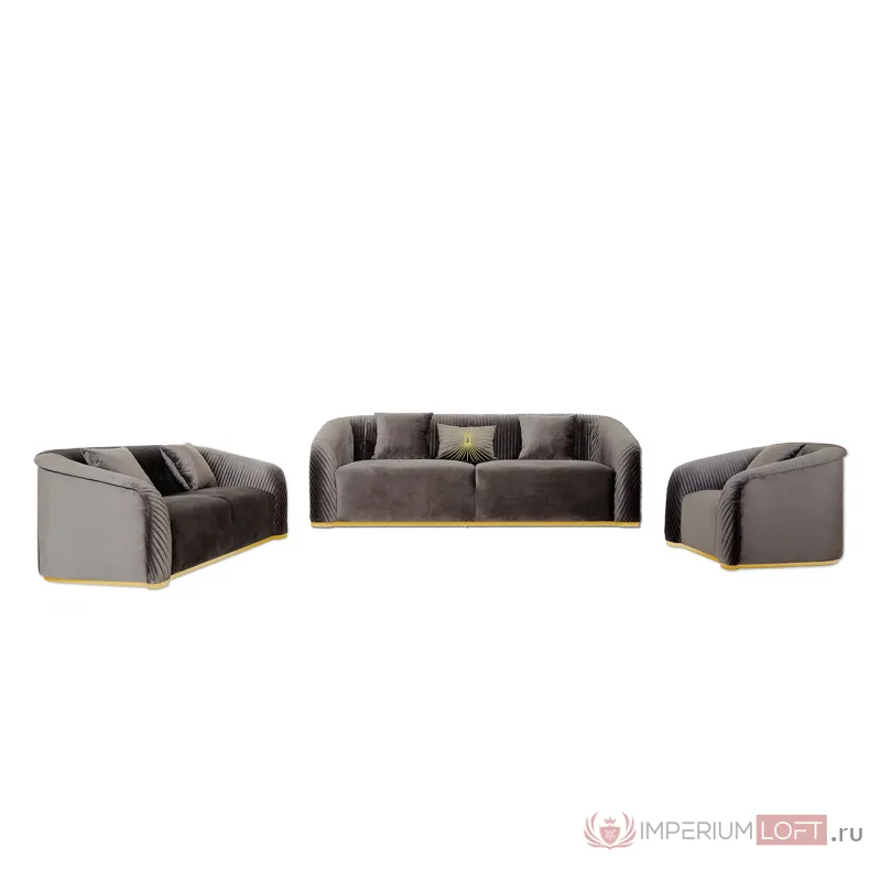 102AN-DIV-9162-TSE Диван Geneve двухместный, велюр т.серый 185*95*76см от ImperiumLoft