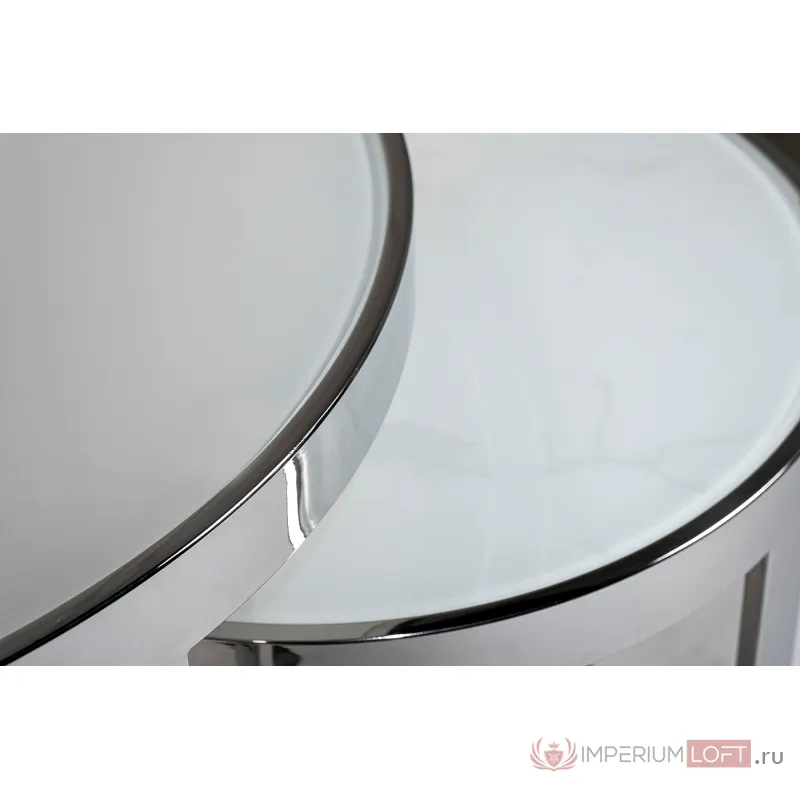 47ED-ET081S Столы журн(наб из 2шт)стекло мрам/хром d60*60/d46*50 от ImperiumLoft